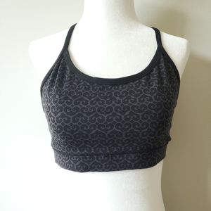 GUC Lululemon Flow Y Bra, size 10, black swirl pattern